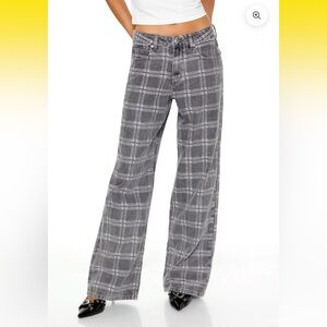 Forever 21 Gray Plaid Baggy Jeans- size 26